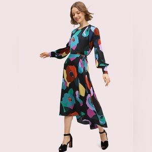 Kate Spade New York Floral Collage Blouse & Midi Skirt Set Black Multicolor, XS